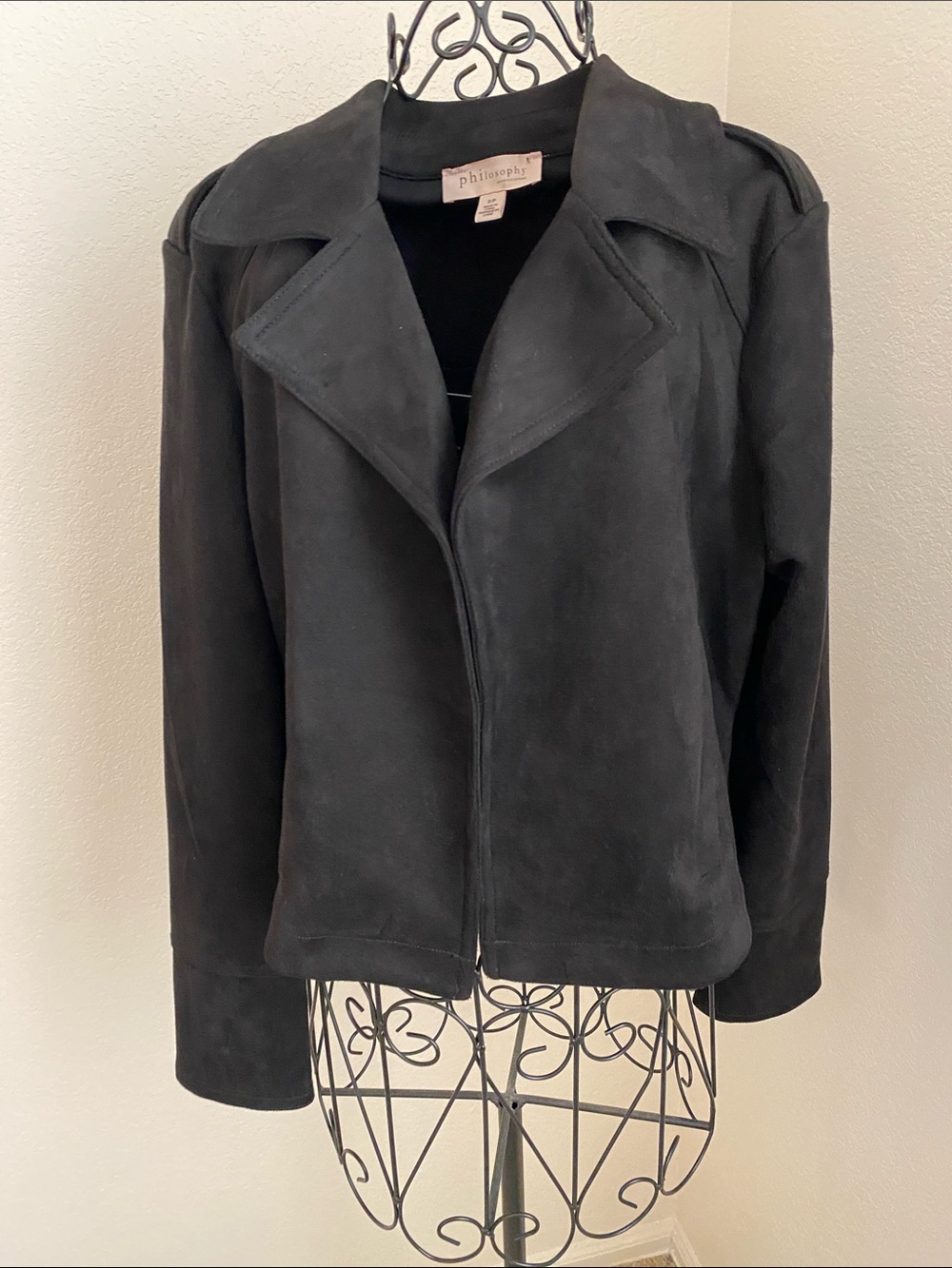 Philosophy Black Faux Suede Open Jacket